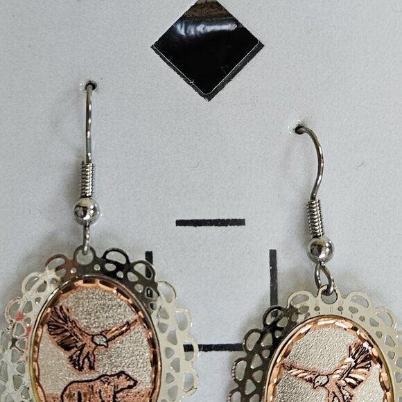 Copper Reflections Earrings Bear Eagle Copper Brass Hand Crafted First Nations - Picture 7 of 10